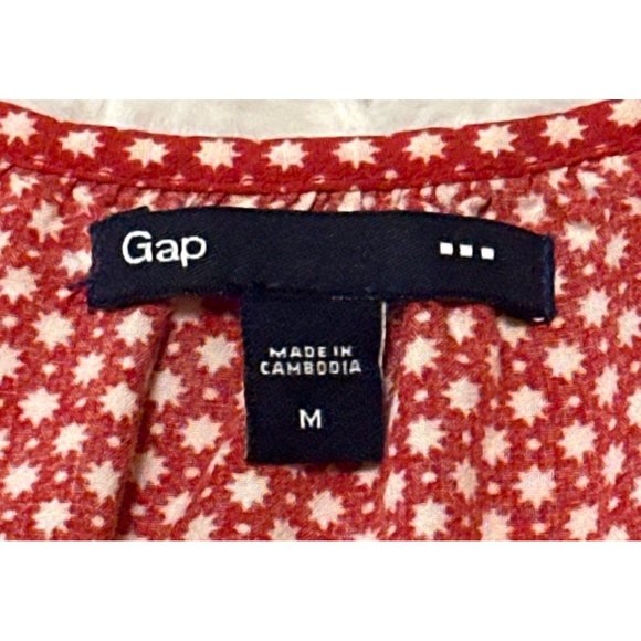 Gap Blouson Stretch Dress Red w/Side Pockets Geometric 100% Rayon Junior Size M - Picture 8 of 15